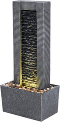 Teamson Home 29.25" Demeter Indoor/Outdoor Modern Waterfall Fountain with LED Lights, Black and Stone Gray