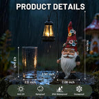 Garden Gnomes Statue with Solar Lantern, Outdoor Gnome Decorations for Yard, Outdoor Figurine Ornament with LED Lights for Patio Lawn, Mother's Day Birthday Gift for Women Mom Grandma