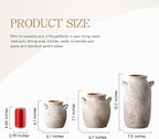 Large Flower Vase Home Decor - 12 inch Tall Ceramic Farmhouse Rustic Table Vases with Handle Living Room Decoration Decorative Modern Pottery for Floor Kitchen Shelf Coffee Dining Desk Fireplace
