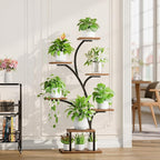 Plant Stand Indoor with Grow Lights, 7 Tiered Indoor Plant Shelf, 49" Corner Plant Stands for Indoor Plants, Metal Plant Flower Display Shelf, Tree-Shaped Plant Rack for Home, Patio, Brown
