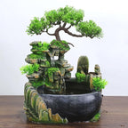 11-Inch Tabletop LED Waterfall Fountain with Atomizer – Quiet Resin Rockery Mist Humidifier for Bedroom, Office, Meditation or Gift Décor