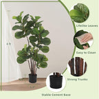 GlowSol Faux Fiddle Leaf Fig Tree, 4 Ft Artificial Ficus Lyrata Plant with 72 Fiddle Leaves, Fake Floor Plant in Pot for Indoor Outdoor Living Room House Office Bedroom Decor