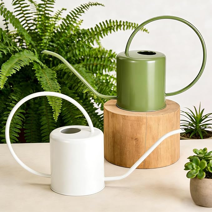 Plant Watering Can, 50 oz / 1500 ml Stainless Steel Metal - Modern Decorative with Long Spout for Indoor Potted Plants, Bonsai, Garden Flowers, Saga Green
