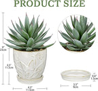 Briful Artificial Succulent Plant in White Ceramic Planter with Saucer, Small Fake Agave Plant, Faux Plant Indoor for Desk, Bathroom, Shelf, Office, Farmhouse Home Decor, 9 Inch