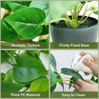 Tiita 2 Pack Fake Plants Artificial Scindapsus Aureus in Pots, Realistic Fake Greenery Potted Plants for Home Office Desk Window Sill Bathroom Bedroom Outdoor Indoor