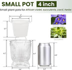 ZOOFOX 10 Pack Self Watering Pots, 4 Inch Small Plant Pots for Indoor Plants, Stripe Plastic Flower Pots for All House Plants, Herbs, Aloe, African Violets, Orchid