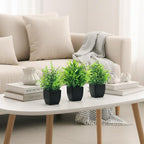CEWOR Fake Plants 4 Packs Small Artificial Greenery Plants Mini Black Bathroom Accessories Decorations for Desk Bathroom Office Home Room Kitchen Table Decor Indoor