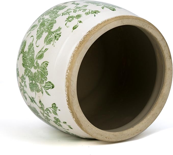 Dosayes Large Ceramic Pot for Planters, Ice Crack Glazed Flower Pot with Drainage Holes,5.91inch Vintage Planters for Indoor and Outdoor(Green)