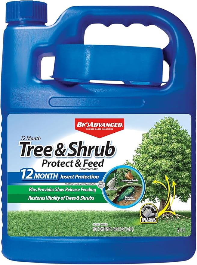 BioAdvanced 12 Month Tree and Shrub Protect and Feed Concentrate, 64 oz, Insect Killer, Tree Fertilizer & Plant Food