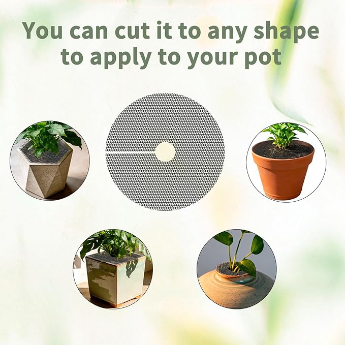 6 Pcs 11.8 Inch Plant Pot Grid Covers, Plant Protectors from Animals, Cuttable Soil Protectors for Potted Plants, Pet & Animal Digging Deterrent, Reusable Plant Covers for Indoor Outdoor Garden