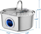 Cat Water Fountain Stainless Steel: 109oz/3.2L Cat Fountain for Drinking - Pet Water Fountain Inside - Automatic Dog Watering Dispenser Bowl - Pet Feeding & Watering Supplies - Water Level Window