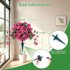 Artificial Bougainvillea Topiary Trees Set of 2, Pink Fake Shrubs Bushes with Ground Spike, Faux Evergreen for Porch Plants, UV Resistant Artificial Flowers for Outdoors Indoor Front Garden