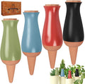4 Packs Ollas Plant Watering Globes, 12 Oz Terracotta Self Watering Planter Insert, Automatic Watering Devices, Clay Drip Irrigation Stake for Indoor & Outdoor Plant, 1 Week Easy to Refill(Multicolor)