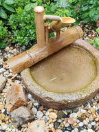 Bamboo Fountain kit with Pump, Japanese Outdoor Fountain Handmake from Real Bamboo, Zen Outdoor Water Fountains (Shishi Odoshi 15‘’)