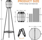 2-in-1 Solar Lights Outdoor with Plant Stand, Waterproof Solar Floor Lamp & Tall Metal Planter Holder for Outside, Decorative Tripod Pathway Lantern for Patio, Garden, Porch, Yard Decor (2 Pack)