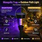 Solar Mosquito Zapper Outdoor 4 Pack, 2-in-1 Mosquito Trap Light Used to Keep Away Gnat Small Flying Insect,Waterproof Bug Zapper for Outside,Solar Fly Zapper for Patio Garden Backyard