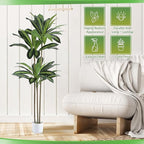 Artificial Dracaena Tree 5FT Fake Plant with White Small Planter Faux Silk Tall Floor Plant in Pot Artificial Tree for Home Office Living Room Decor Indoor