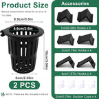 2PCS Upgraded Large Aquarium Plant Holder with 1.57" Extension Hooks and Suction Cups, Aquatic Plant Holder for Fish Tank Aquaponic Plants Cultivation and Aquascape Accessories, Black