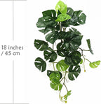 Artificial Monstera Plants, Fake Tropical Palm Small Potted Faux Hanging Greenery Mini Plants for Indoor Outdoor Home Office Garden Houseplants Pot Decor Wedding Party DIY Decoration - Green 2 Pack