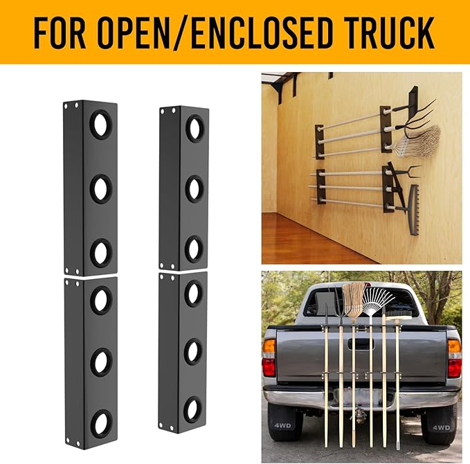 Utility Trailer Tool Rack, Shovel Holder for Truck, 4Pcs 3 Hole Tool Rack Rake Shovel Holder Landscape Hand Tool Accessories for Trailer Truck