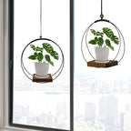 hismocal Hanging Planter for Indoor Plants,Plant Hanger with Sturdy Wood Base & Pot, Modern Boho Macrame Plant Hanger,Wall Ceiling Window Stands(2 Pack+Pots)