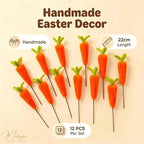 12 Pcs Easter Artificial Carrots Picks Decoration, Mini Fake Carrots Decor Picks, Cute Metal Fake Carrot for Bunny Decorations, Trees Topper Branches Ornaments Vase Filler Spring Home Decor Gifts