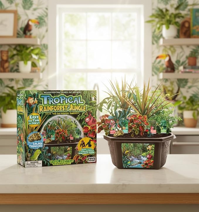 Toys by Biosphere Terrarium Starter Kit with Complete Supplies to Create Your Own Jungle! Indoor Plants for Home Displays and Gardens (Tropical Rainforest Jungle)