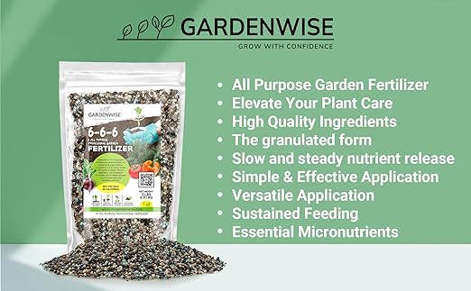 Gardenwise 6-6-6 All-Purpose Professional Plant Food Fertilizer; Ideal for Winter Care & Spring Feeding, Perfect Balanced NPK for Indoor and Outdoor Plants (20 QUARTS)