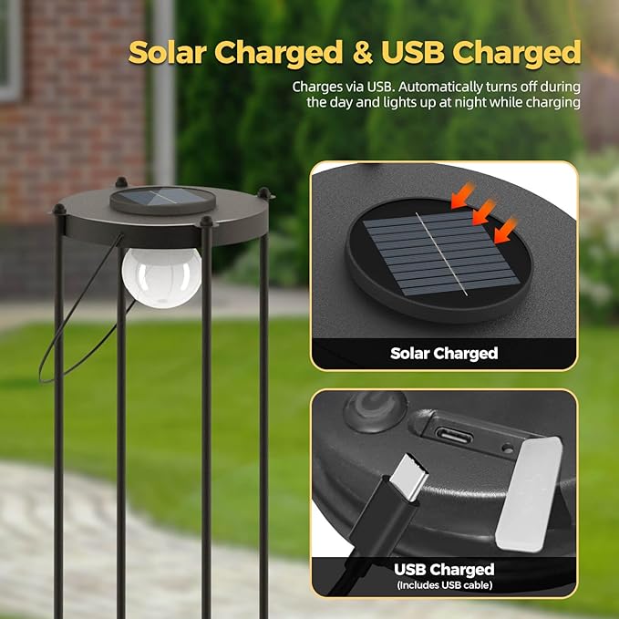 Outdoor Solar Floor Lamp 2-Pack with Plant Stands – Tall Solar Powered Patio & Garden Floor Lamps, Waterproof Standing Lights for Yard, Porch & Outdoor Décor (35.5" H - 2Pack)
