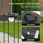Outdoor Solar Floor Lamp with Plant Stand 2 in 1 Heavy-Duty Metal Flower Pot for Real/Fake Flowers, Adjustable Height, Waterproof Dusk to Dawn, Standing Light for Patio, Yard, Garden (35.5"H - 1Pack)