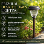 Solar Lights Outdoor, 6 Pack Metal Solar Pathway Lights, Heavy Duty Stainless Steel & Glass, Auto On/Off Waterproof Garden Lights for Driveway Landscape Walkway Yard Outdoor Decor (Warm White)