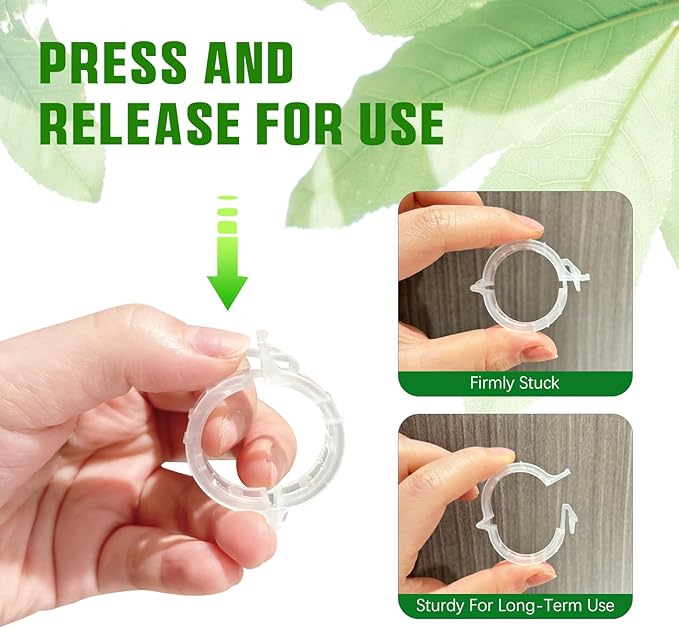 100 Pcs Plastic Plant Clip, Plant Support Clips for Support Tomato Grape Vine Vegetables, Reusable Trellis for Climbing Plants Outdoor, Plant Wall Clips to Grow Upright Makes Plants Healthier