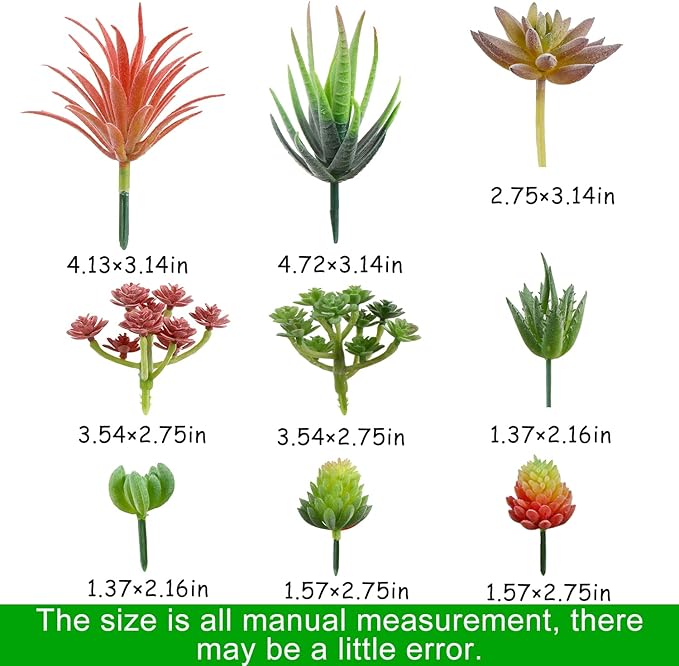 CCINEE 18PCS Artificial Succulent Plants,Mini Assorted Flocking Green Fake Unpotted Echeveria Realistic Agave Floral Faux Lotus for Landscape Garden Arrangement Office and Home Decor