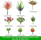 CCINEE 18PCS Artificial Succulent Plants,Mini Assorted Flocking Green Fake Unpotted Echeveria Realistic Agave Floral Faux Lotus for Landscape Garden Arrangement Office and Home Decor