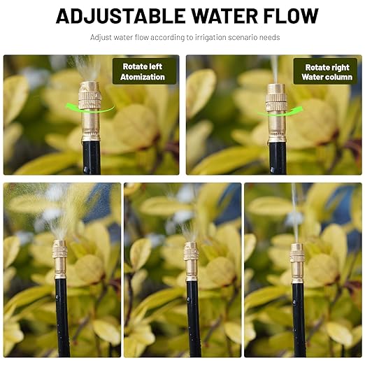 Thiswing 360° Adjustable Drip Irrigation System - 66 FT Garden Watering System with 22 Nozzles, Raised Bed Sprinkler System, Garden Mister for Yard, Lawn, Plants, 5/16" Tubing
