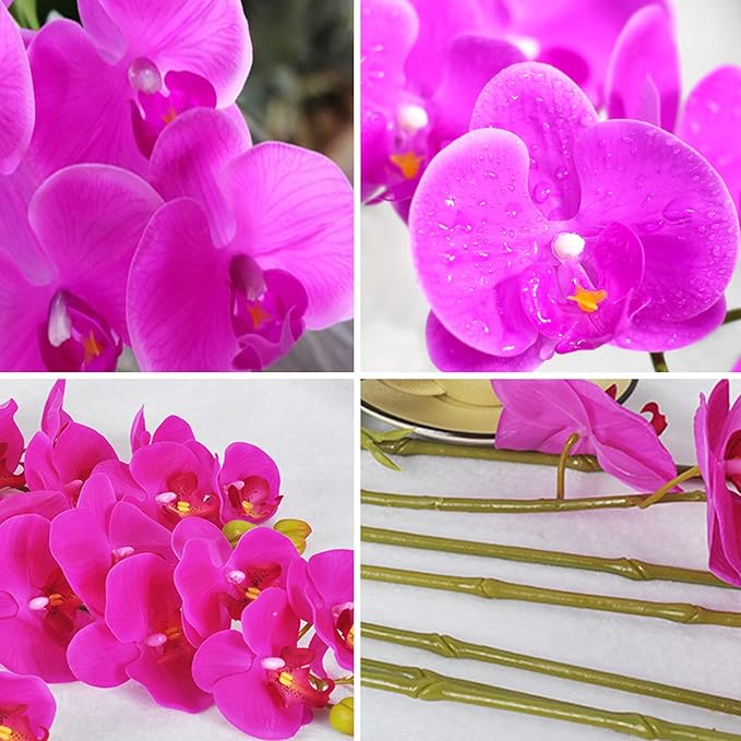 FagusHome 32 Inch Artificial Phalaenopsis Flowers 6 Pcs Artificial Orchid Flowers Stem Plants for Home Décor (Purple)