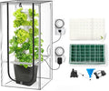 JESLED Hydroponic Tower with Tent, Hydroponics Growing System with 5000K Full-Spectrum Grow Lights, Dual Timers for Auto Watering & Lighting, Grows 30 Herbs & Vegetables, 10L Water Tank, High 37"