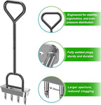 Dolibest Lawn Coring Aerator, Manual Lawn Aerator, 4 Stainless Steel Corer Plug Aerator with Triangular Handle, Pre-Assembled Manual Grass Aerating Tool & Storage Tray for Improving Lawn Health