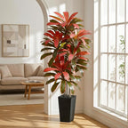 Artificial Dracaena Tree：6FT Faux Silk Tropical Yucca Floor Trees Realistic Fake Green Plant with Natural Wood Trunk & Lifelike Leaves for Home Office Decor Indoor & Outdoor (6FT,1-Pack,Black)