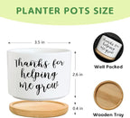 Teachers Appreciation Gift, 3.5 inch Ceramic Succulent Cactus Planter Pots for Indoor Outdoor, Thank You Gift for Mom Teacher Plant Lover Birthday Christmas Teacher's Day (No Plants)