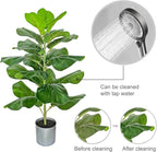 BESAMENATURE 30.5" Little Artificial Fiddle Leaf Fig Tree/Faux Ficus Lyrata for Home Office Decoration, Ships in Silvery Gray Planter