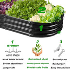 Rakukiri Raised Garden Bed GRS Certified Galvanized Planter Box Outdoor, 6.5ft Oval Rot-Resistant Metal Garden Bed Planter, Recycled Material Planter for Vegetables Flowers Herbs (Black)