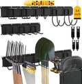 CBWLWJ 64 Inch Garage Tool Organizer Wall Mount, Heavy Duty Steel Storage Rack with 10 Adjustable Hooks, 680 lbs Capacity for Garage, Shed, Basement, Workshop,（Black）