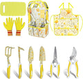 Yellow Garden Tools Set for Women, iHansee 10-Piece Gardening Tool Kit with Handbag, Non-Slip Ergonomic Handles, Gardening Gift for Women, Mom, Garden Lovers