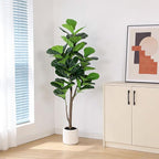 Artificial Fiddle Leaf Fig Tree 5FT with Planter Faux Trees Indoor Tall Artificial Tree, Stable Base, 58 Realistic Leaves, for Indoor/Outdoor Home Office Living Room Decor, Housewarming Gift