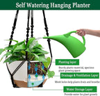 Koalaime Hanging Planter Self Watering 10 Inch, 2 Pack Indoor Outdoor Hanging Baskets, Hanging Flower Pots with Drainage Hole & 2 Kinds of Plant Hangers for Garden Home Decor(Black Hanger