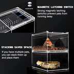 Reptile Terrarium - Amphibian Tank Starter Kit, Eco Rainforest Feeding Box, Amphibian Feeding Box, Suitable for breeding Lizards, Snakes, Chameleons,Jumping Spiders