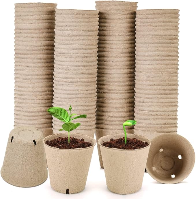 YESIACE Peat Pot, 126 Packs 3.15 Inch Seed Starting Pots with Drainage Holes Round Nursery Pot, Biodegradable Round Plant Seed Starter Peat Pots Germination Seedling Trays