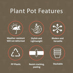 Planter Pots with Drainage Holes - Lightweight, Durable, & Space-Saving Pots for Indoor and Outdoor - Versatile Functionality, Simple Modern Design, Set of 3 Plastic Planter Pots Mint
