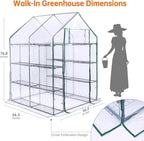 Bstrip Walk In Greenhouse, Indoor Greenhouse with Grow Lights, Mini Indoor Greenhouse with Roll-Up Zipper Entry Door and PVC Cover, Dimmable 2FT 120W Plant Light with Timer (56.3"W X 56.3"L X 76.8"H )